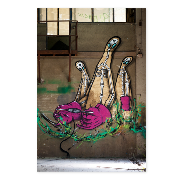 ARM Collective "They Control" limited edition fine art print featuring stylized skeletal street art figures on urban wall backdrop available at Because Art Matters