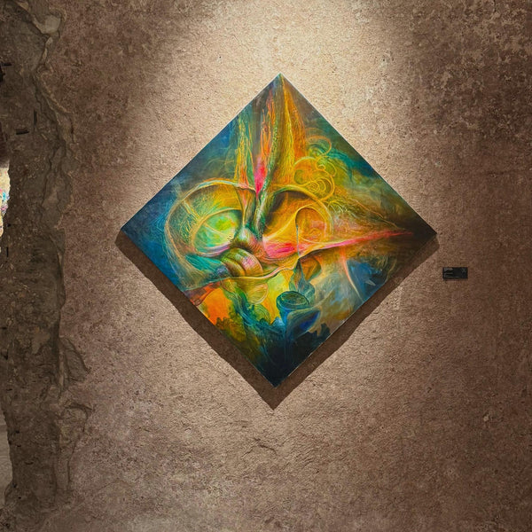 detail of the original oil painting "Organic Updraft" by CT Nelson at Because Art Matters gallery