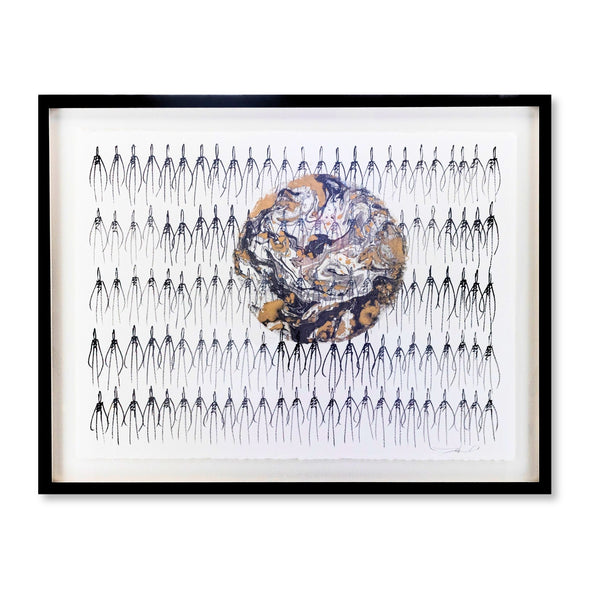 Original acrylic and watercolour painting "Last Moon" by RAM (Miguel Caeiro) available at Because Art Matters gallery.