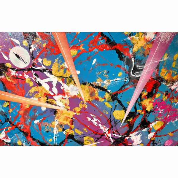 Close-up detail of the dense acrylic textures ain "Solid Fragment" by RAM.